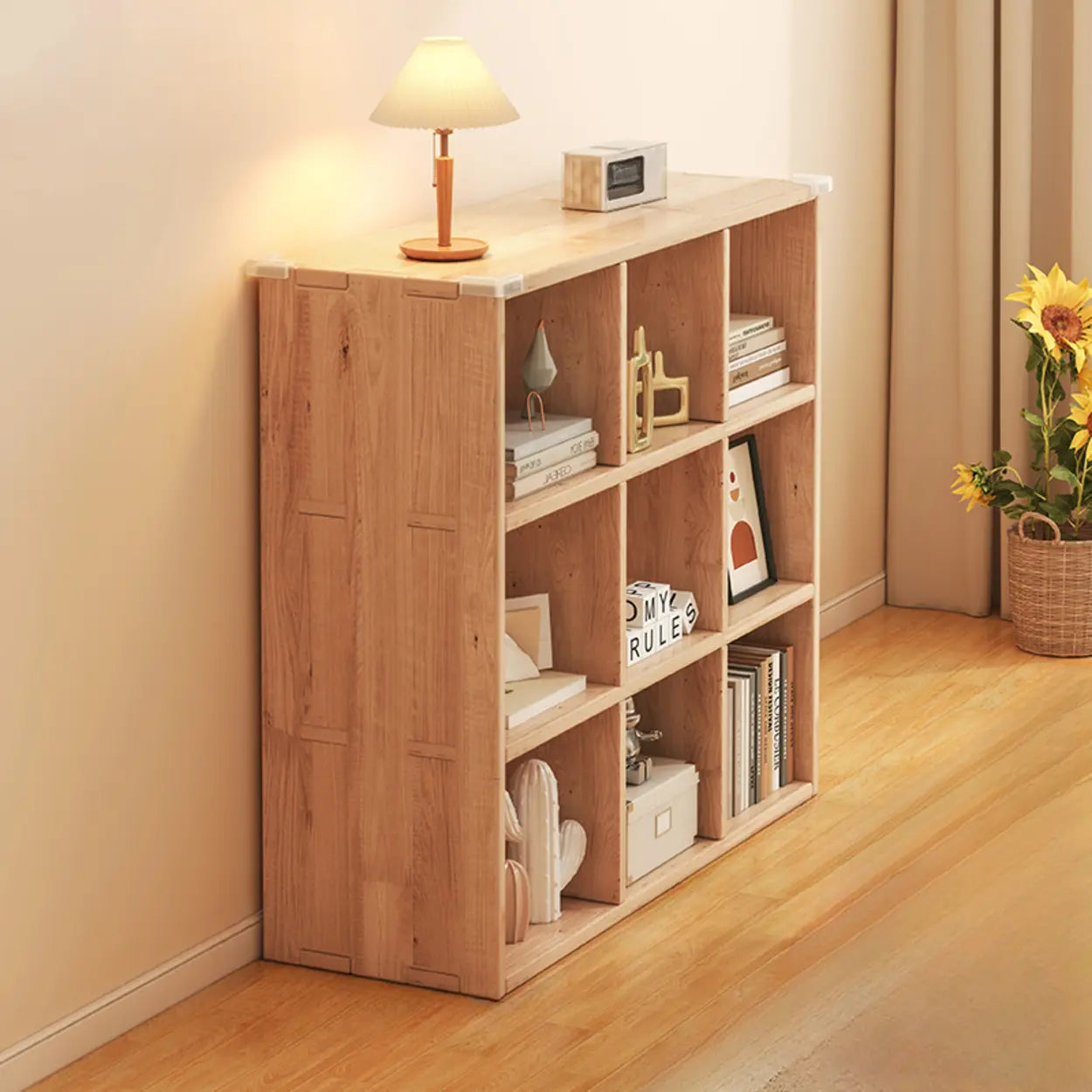 Natural Pine Horizontal Low Bookcase