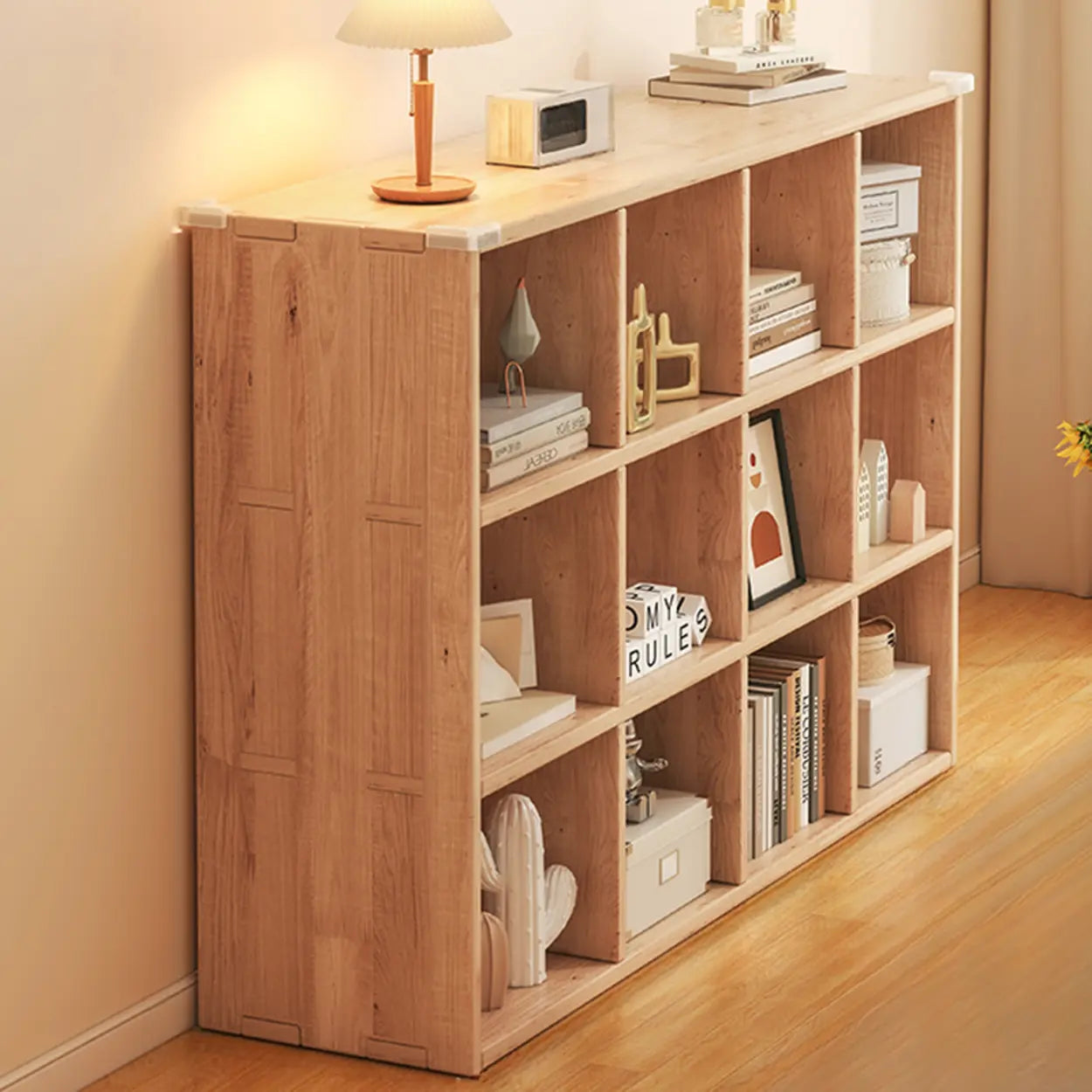 Natural Pine Horizontal Low Bookcase