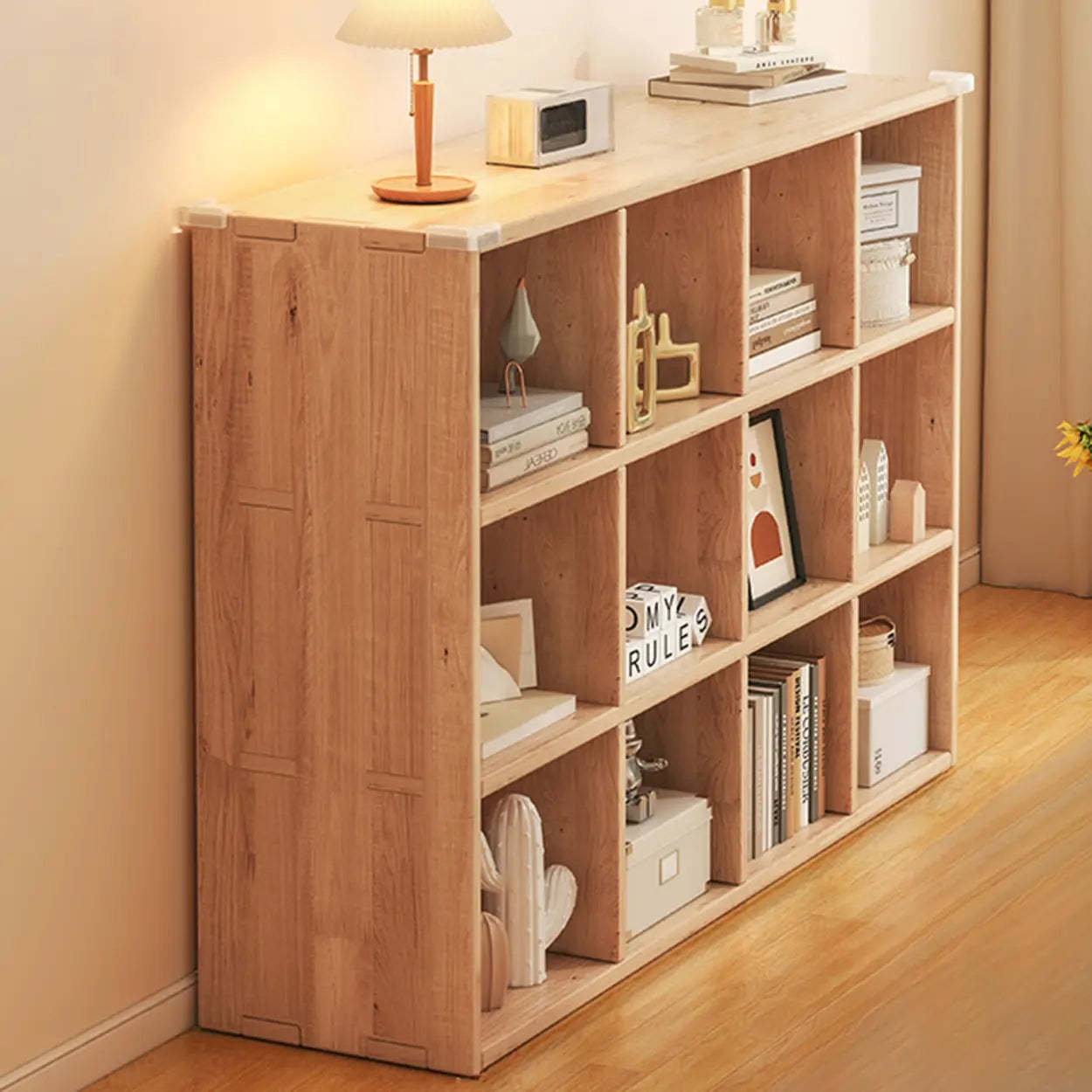 Natural Pine Horizontal Low Bookcase