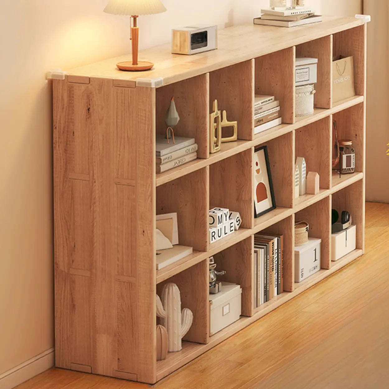 Natural Pine Horizontal Low Bookcase