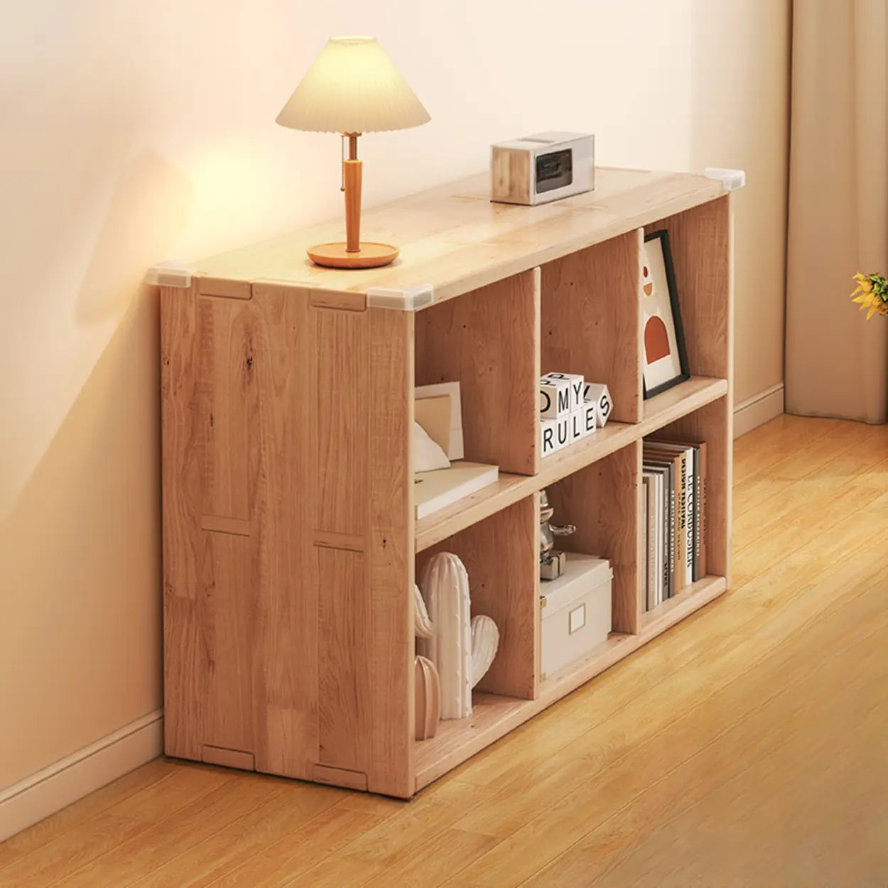 Natural Pine Horizontal Low Bookcase