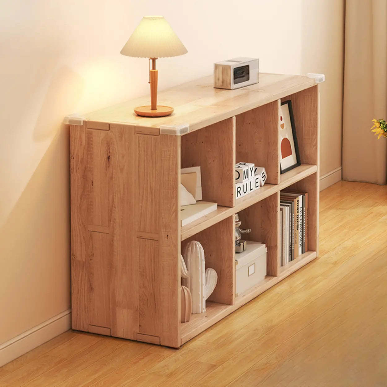 Natural Pine Horizontal Low Bookcase