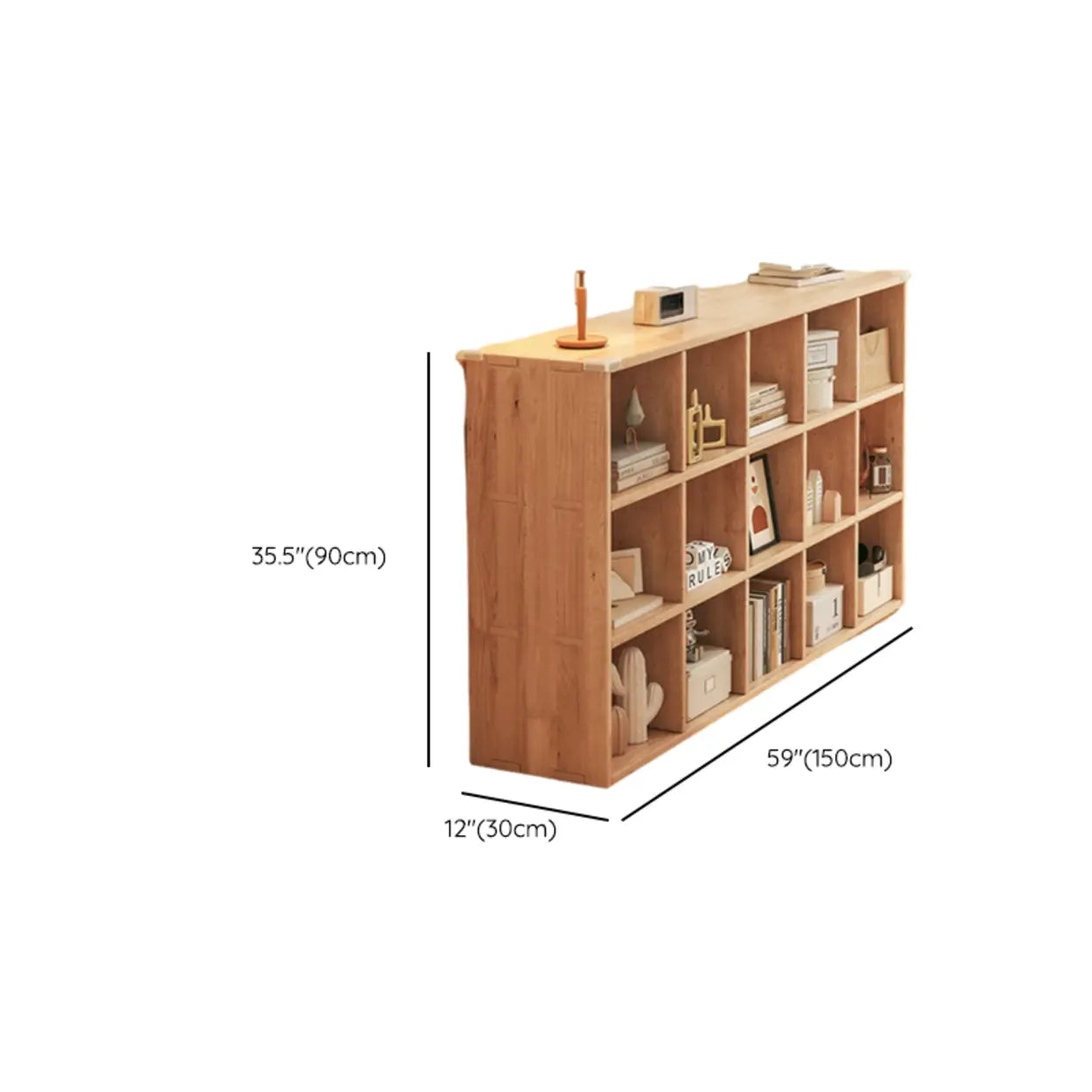 Natural Pine Horizontal Low Bookcase