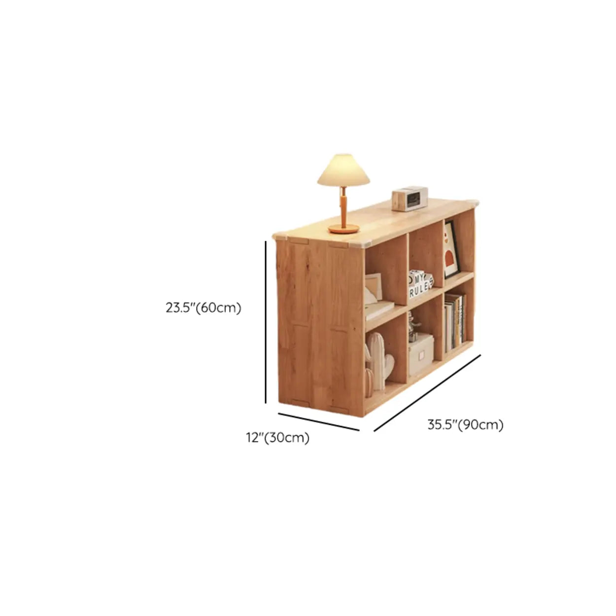 Natural Pine Horizontal Low Bookcase