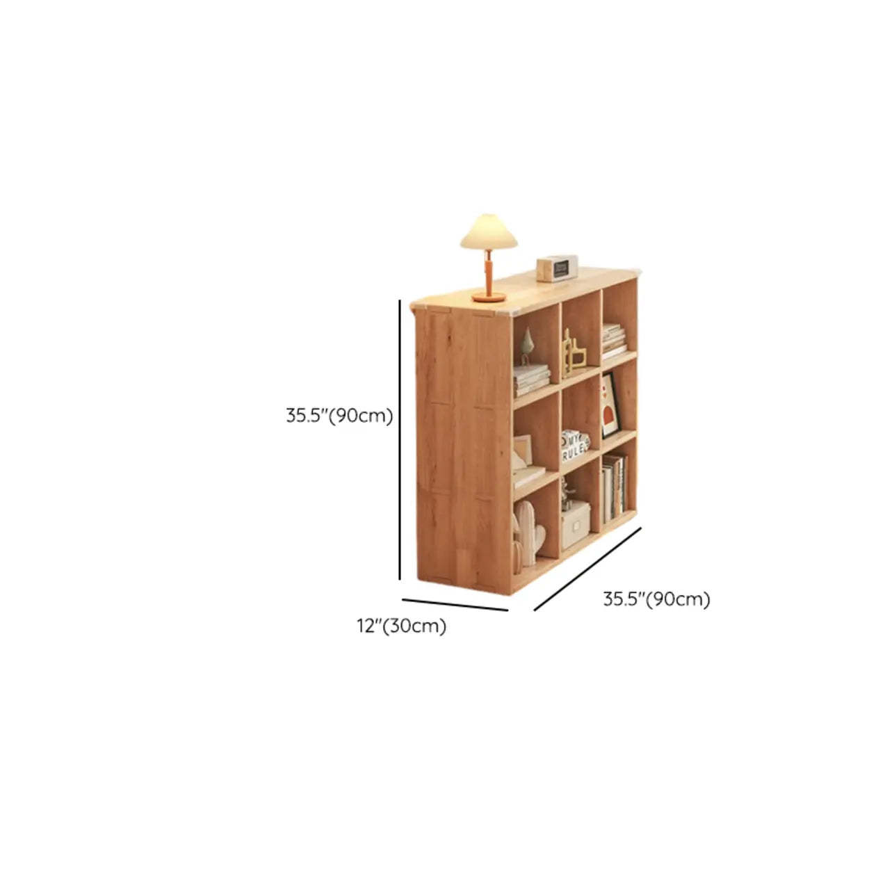 Natural Pine Horizontal Low Bookcase