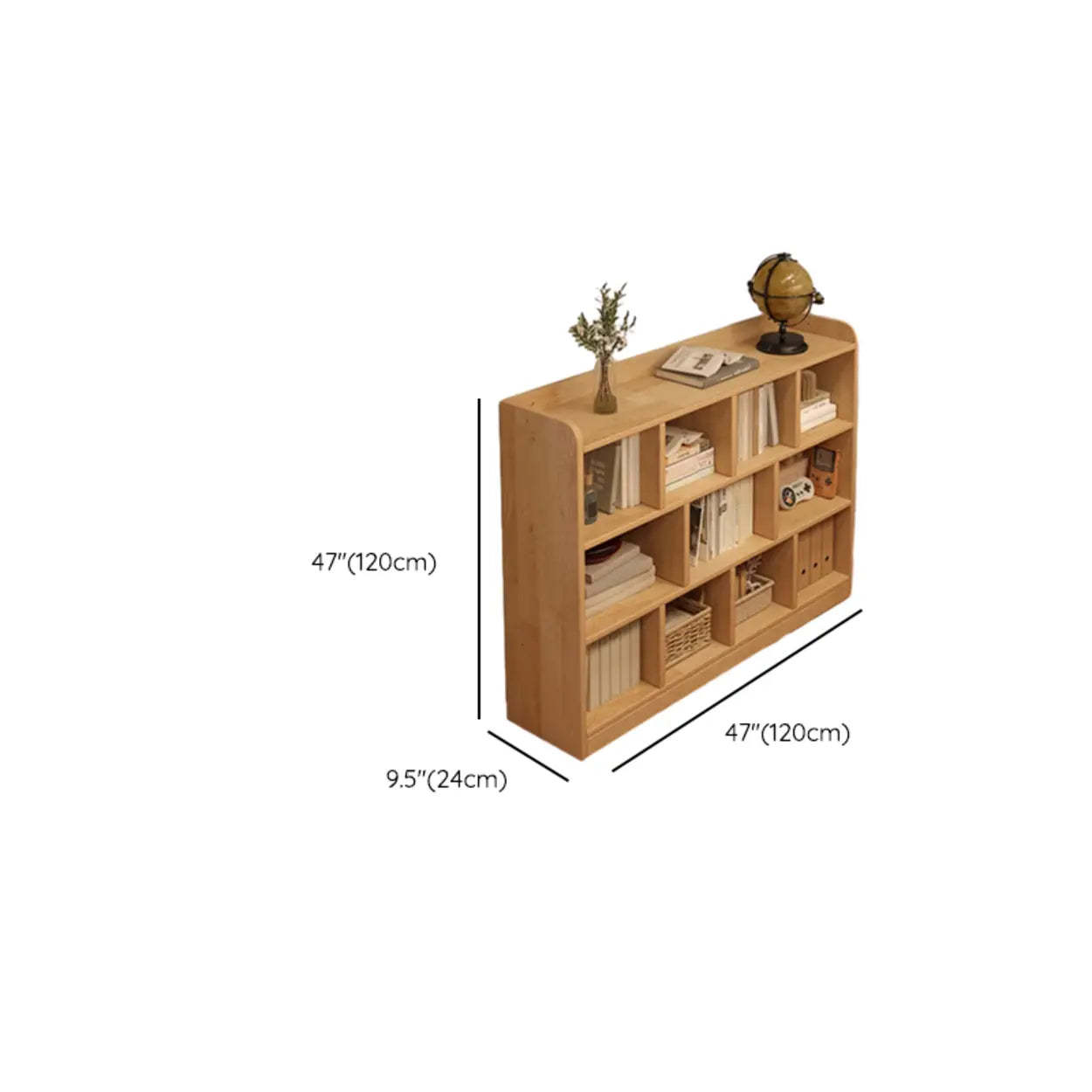 Natural Pine Horizontal Low Bookcase