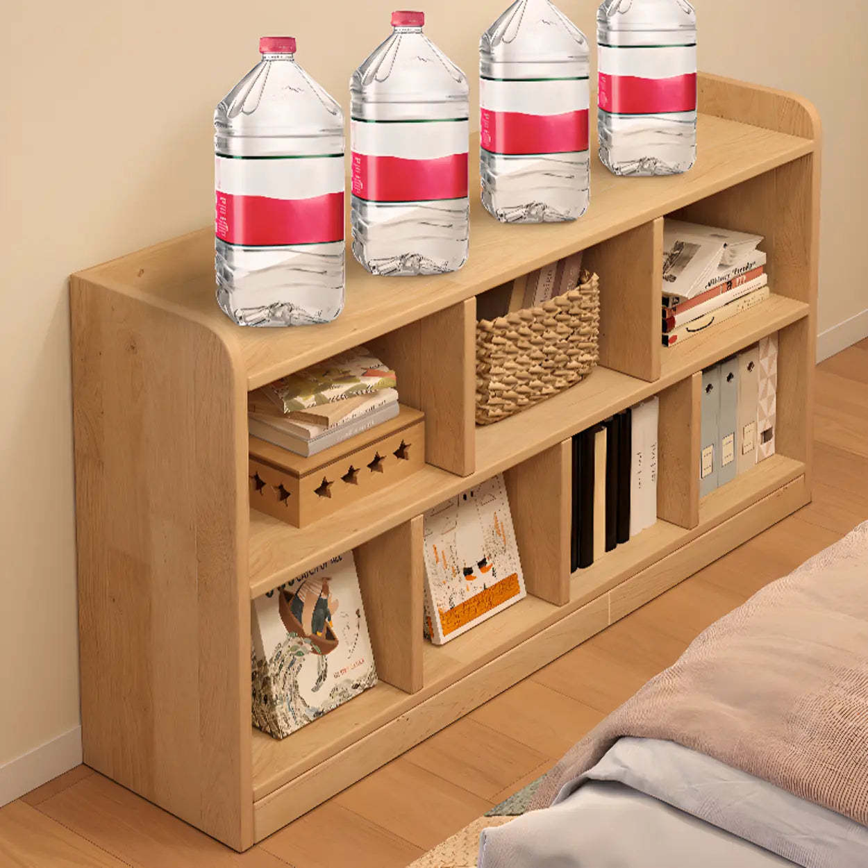 Natural Pine Horizontal Low Bookcase