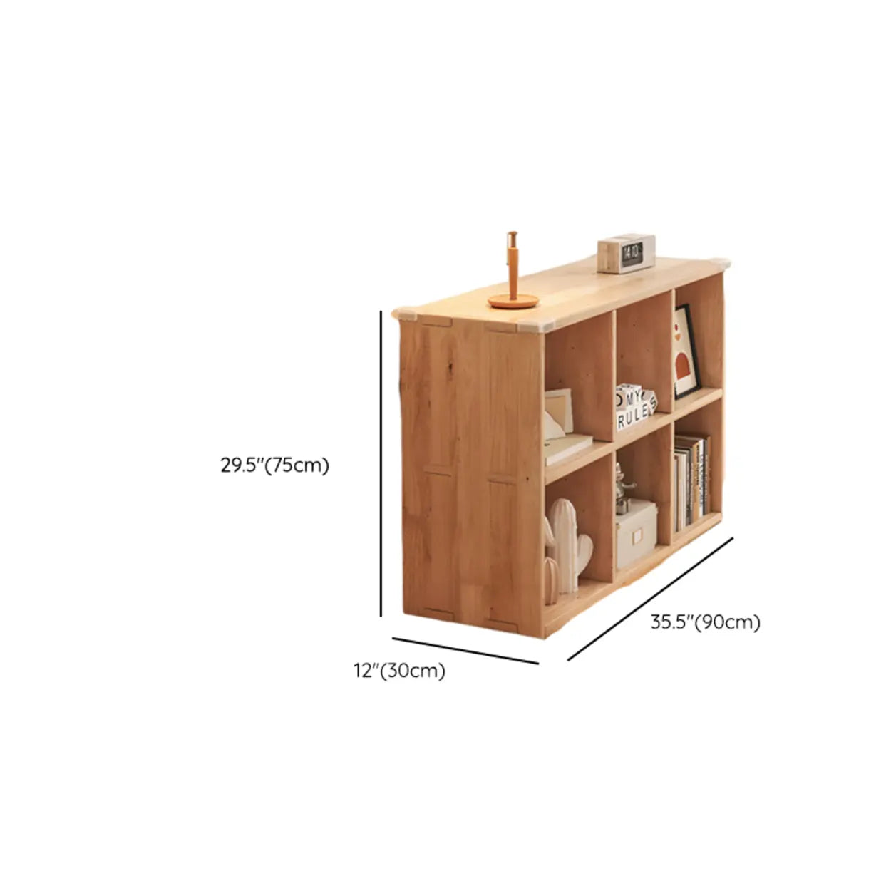 Natural Pine Horizontal Low Bookcase