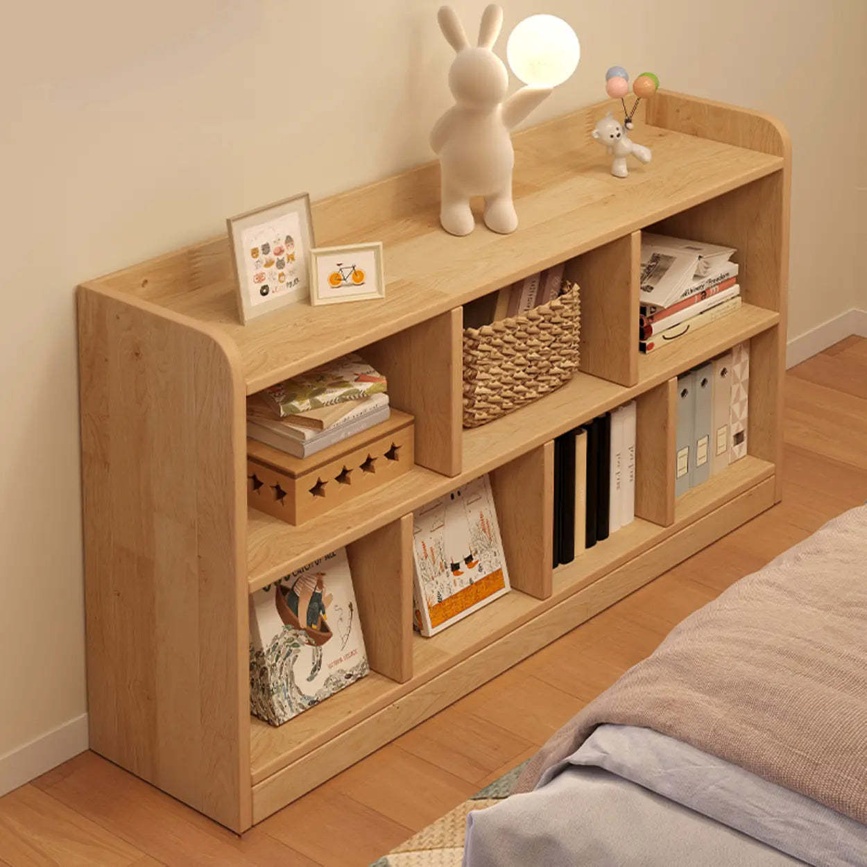 Natural Pine Horizontal Low Bookcase