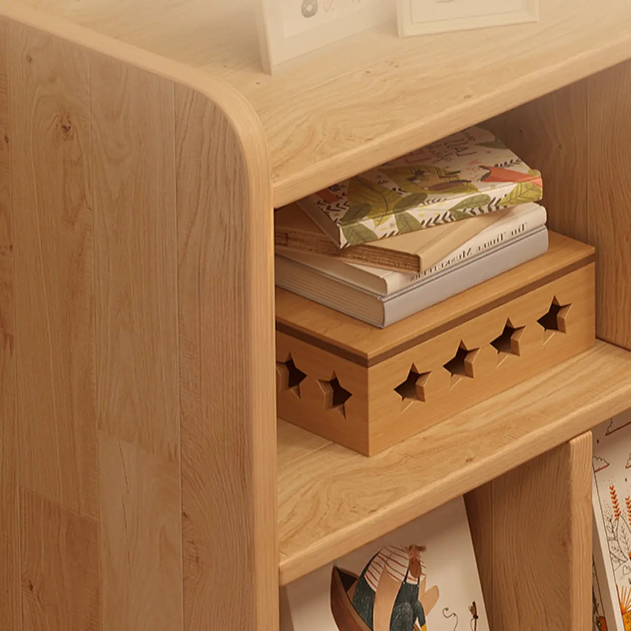 Natural Pine Horizontal Low Bookcase
