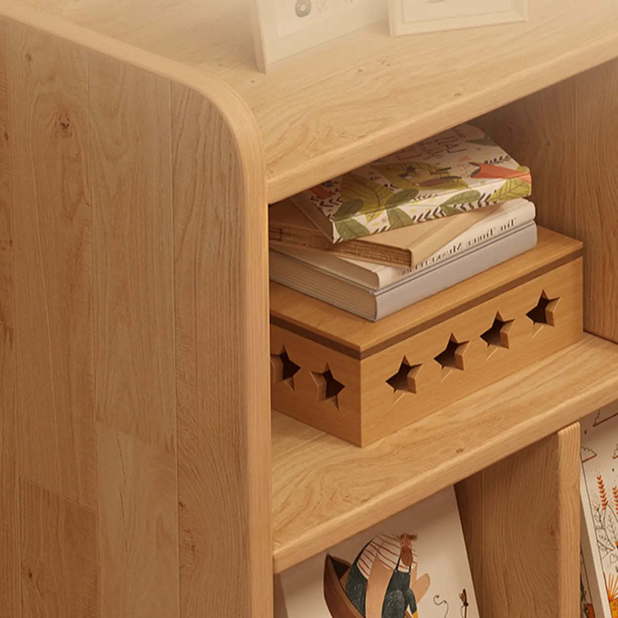 Natural Pine Horizontal Low Bookcase