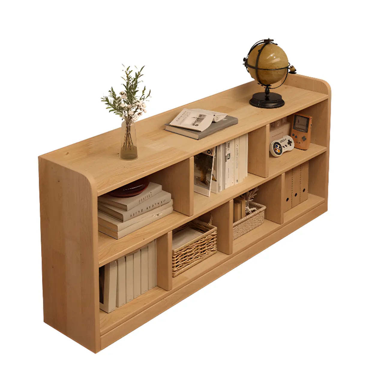Natural Pine Horizontal Low Bookcase