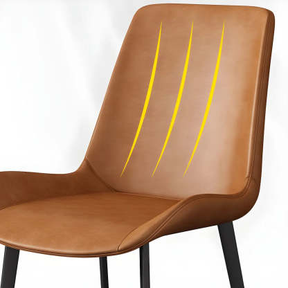 Low Back Leather Side Chair with Metal Legs — Yellow / 2 Piece Set / Brass/ Gold