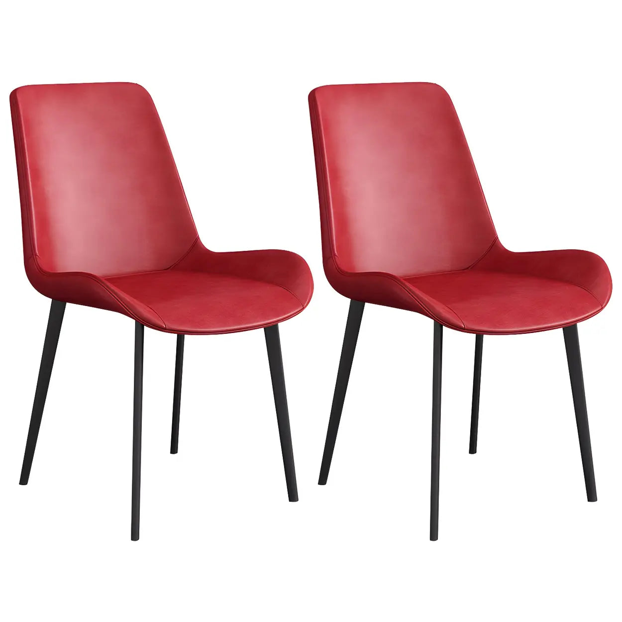 Low Back Leather Side Chair with Metal Legs — Yellow / 6 Piece Set / Black