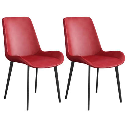 Low Back Leather Side Chair with Metal Legs — Yellow / 6 Piece Set / Black