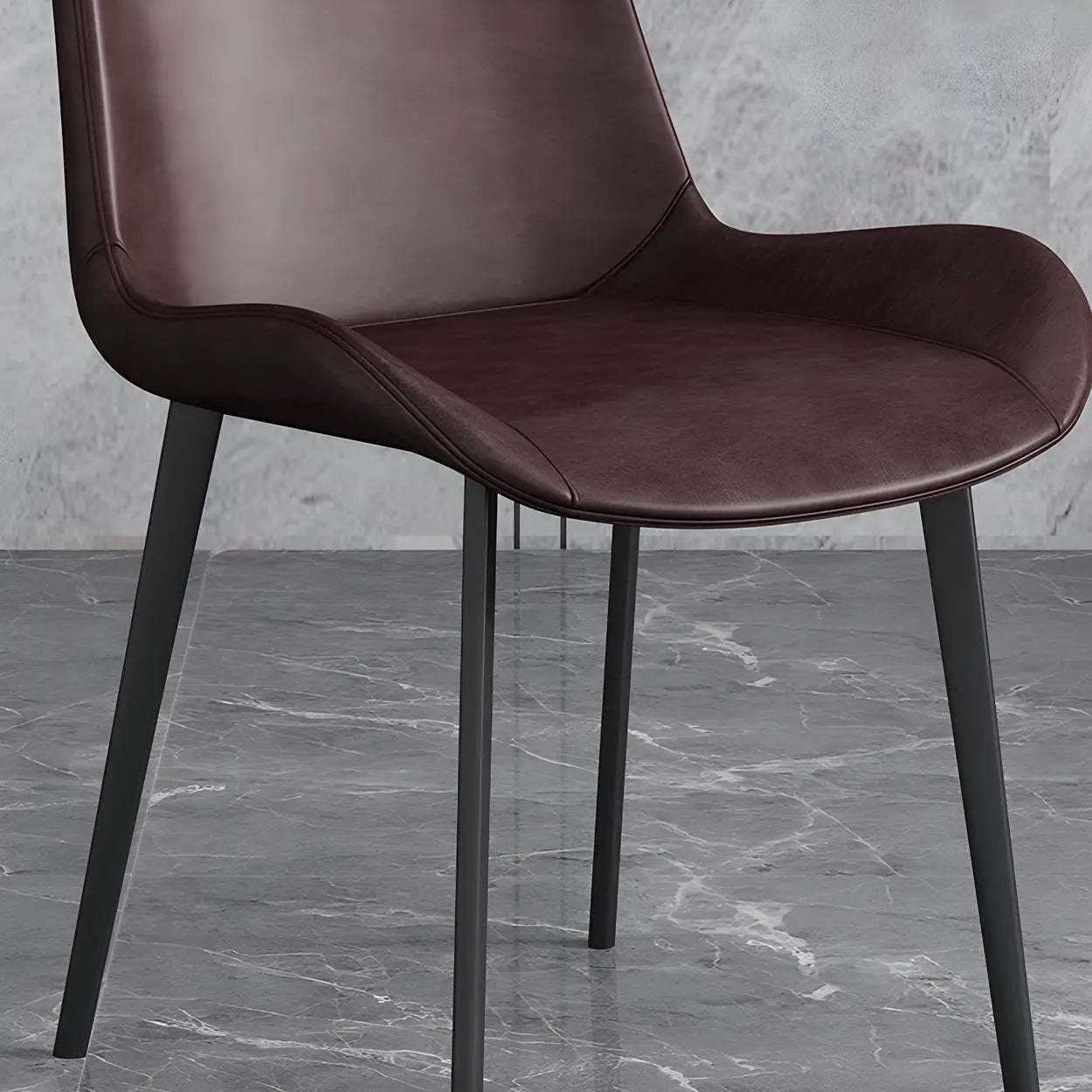 Low Back Leather Side Chair with Metal Legs — Blue / 2 Piece Set / Black