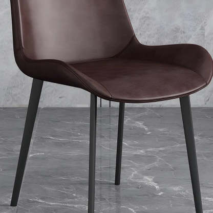 Low Back Leather Side Chair with Metal Legs — Blue / 2 Piece Set / Black