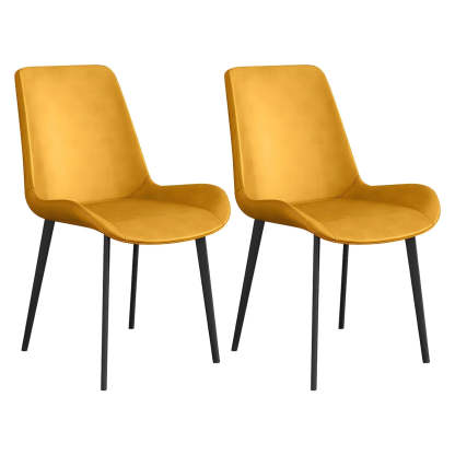Low Back Leather Side Chair with Metal Legs — Blue / 6 Piece Set / Brass/ Gold