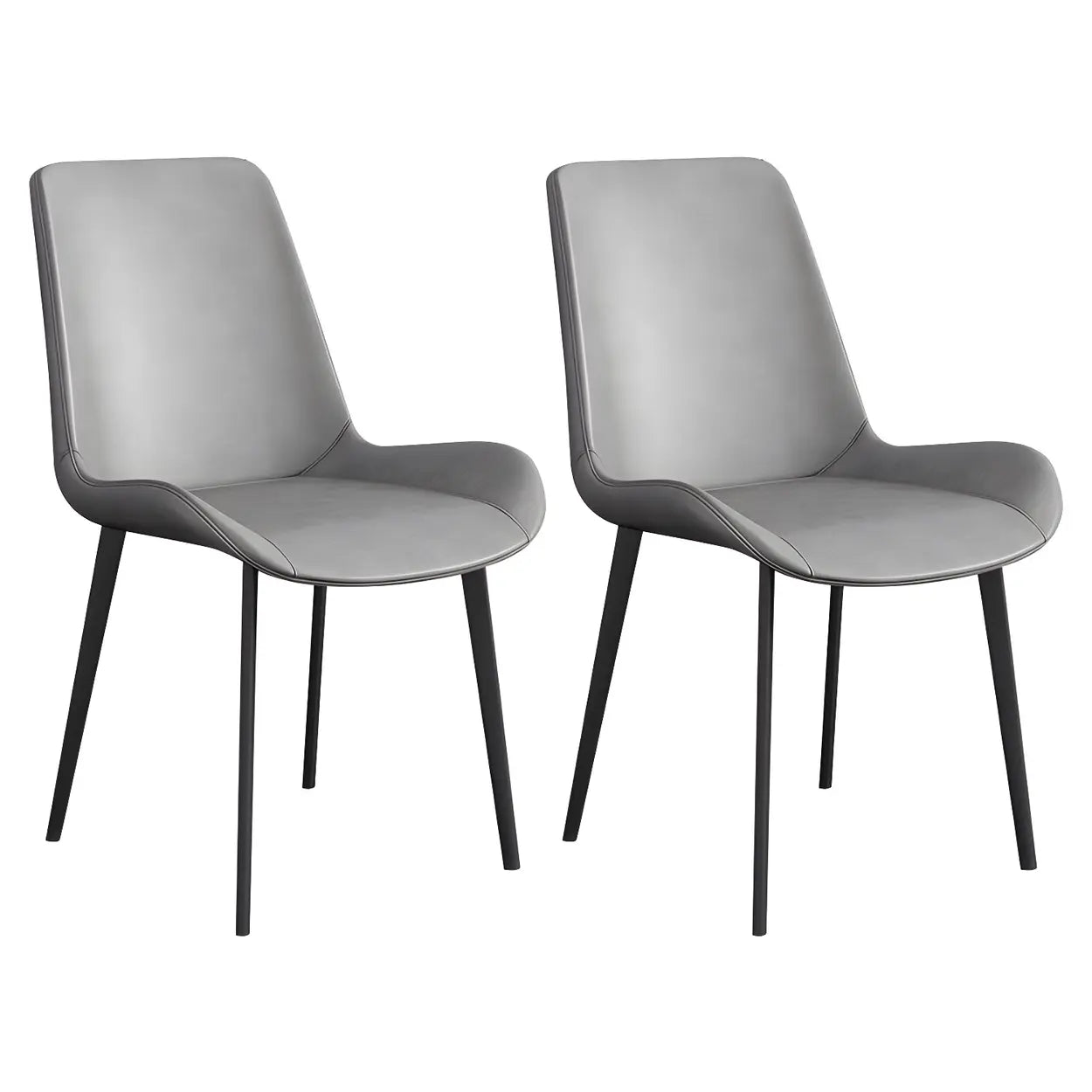 Low Back Leather Side Chair with Metal Legs — Apricot / 2 Piece Set / Brass/ Gold