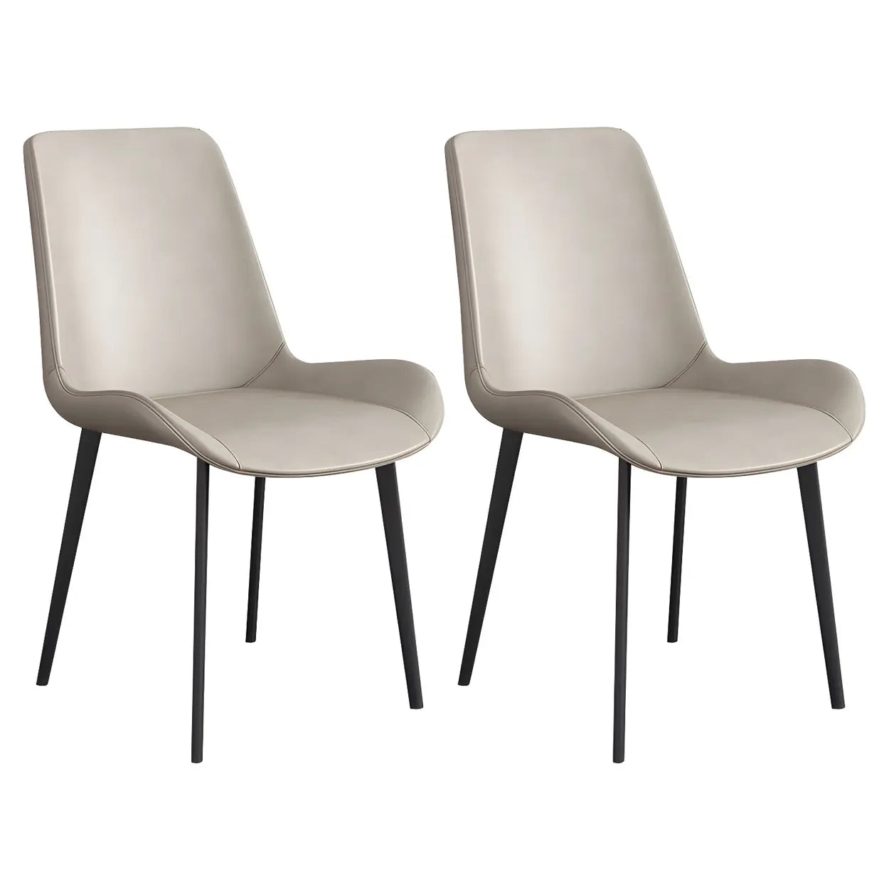 Low Back Leather Side Chair with Metal Legs — Orange / 2 Piece Set / Brass/ Gold