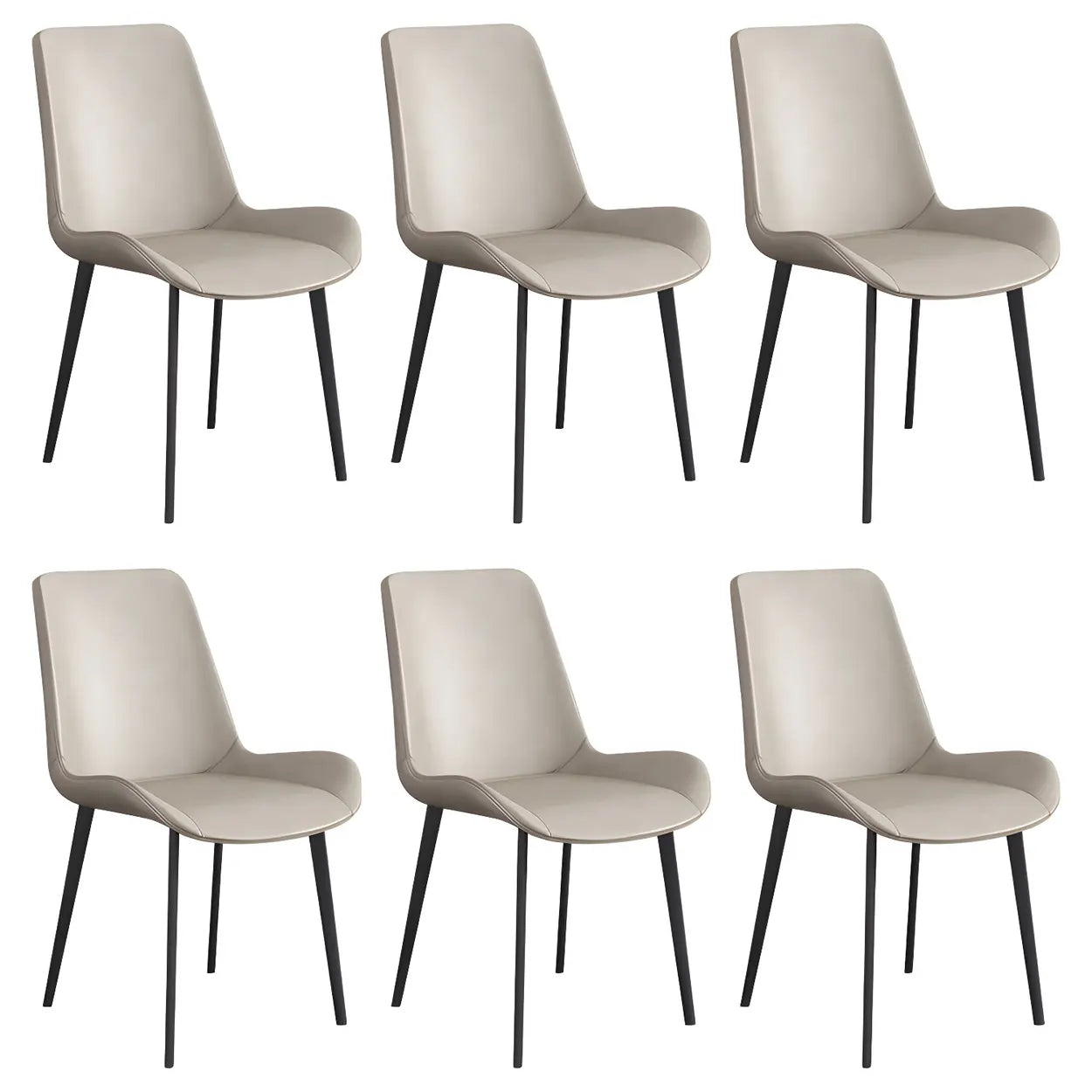 Low Back Leather Side Chair with Metal Legs — Orange / 6 Piece Set / Black