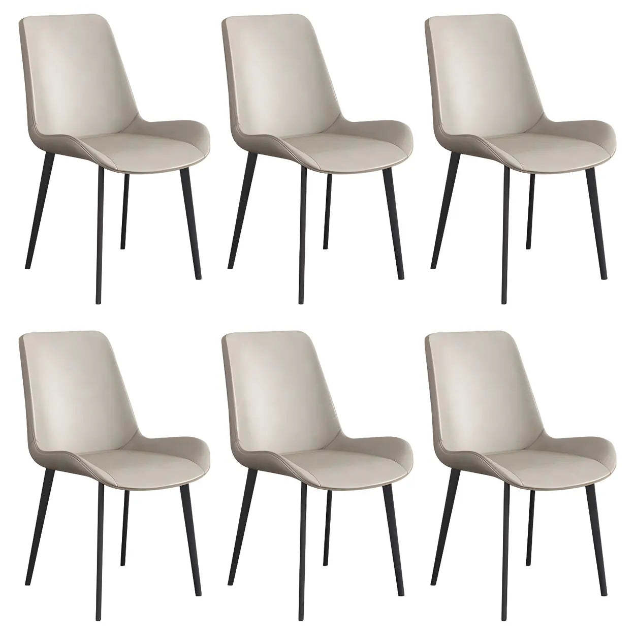 Low Back Leather Side Chair with Metal Legs — Orange / 6 Piece Set / Black