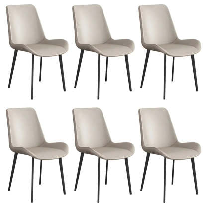 Low Back Leather Side Chair with Metal Legs — Orange / 6 Piece Set / Black