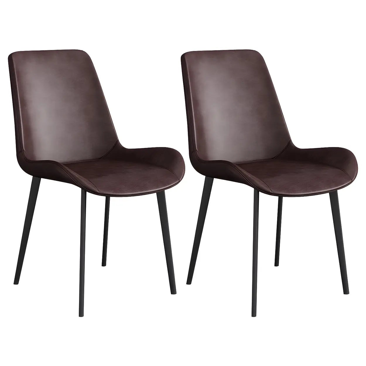 Low Back Leather Side Chair with Metal Legs — Orange / 6 Piece Set / Brass/ Gold
