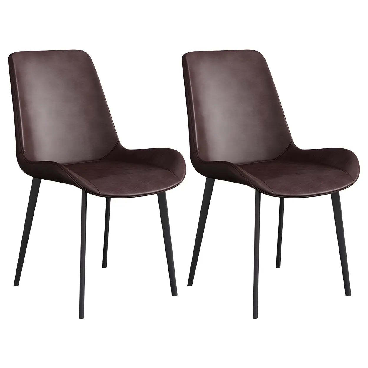 Low Back Leather Side Chair with Metal Legs — Orange / 6 Piece Set / Brass/ Gold