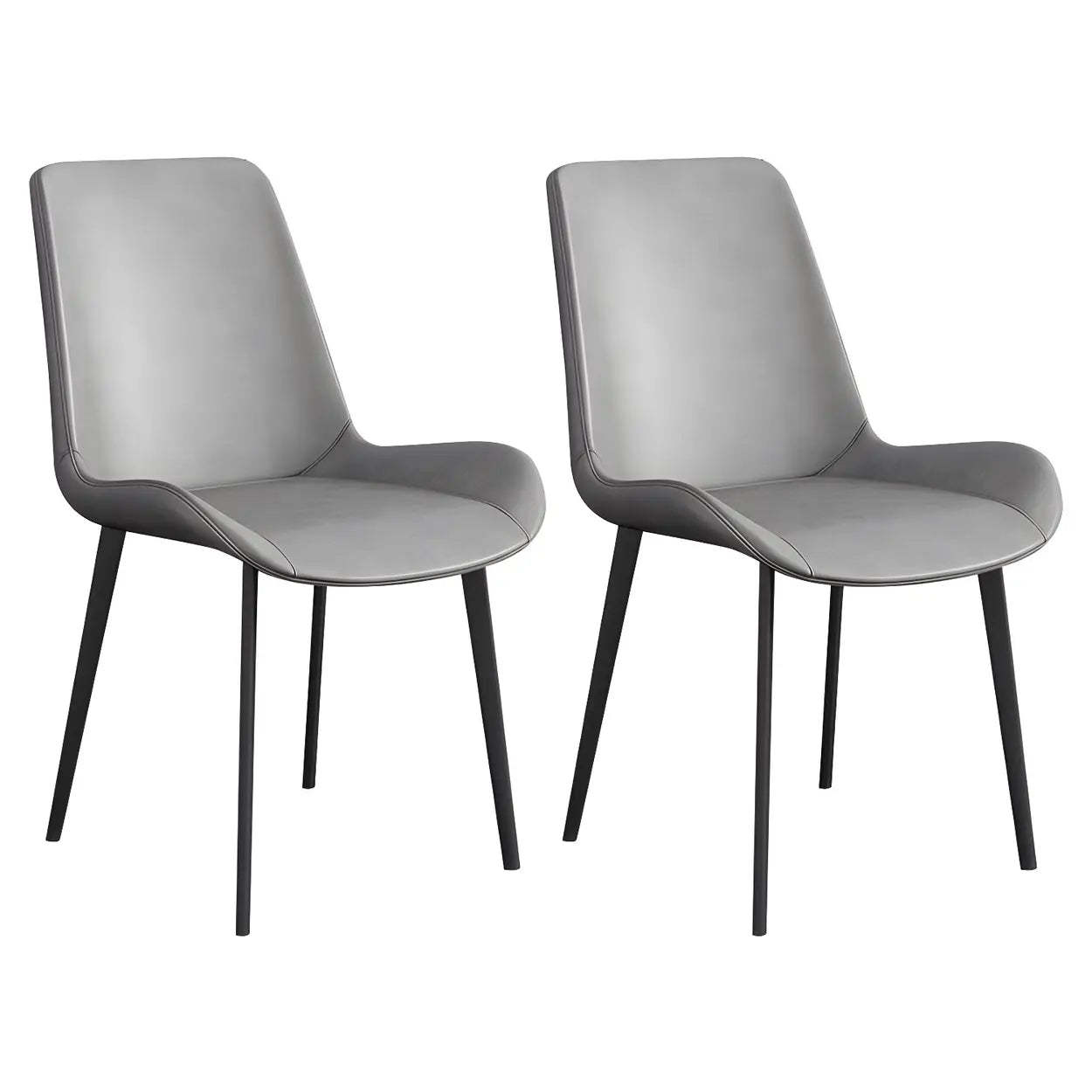 Low Back Leather Side Chair with Metal Legs — Apricot / 2 Piece Set / Brass/ Gold