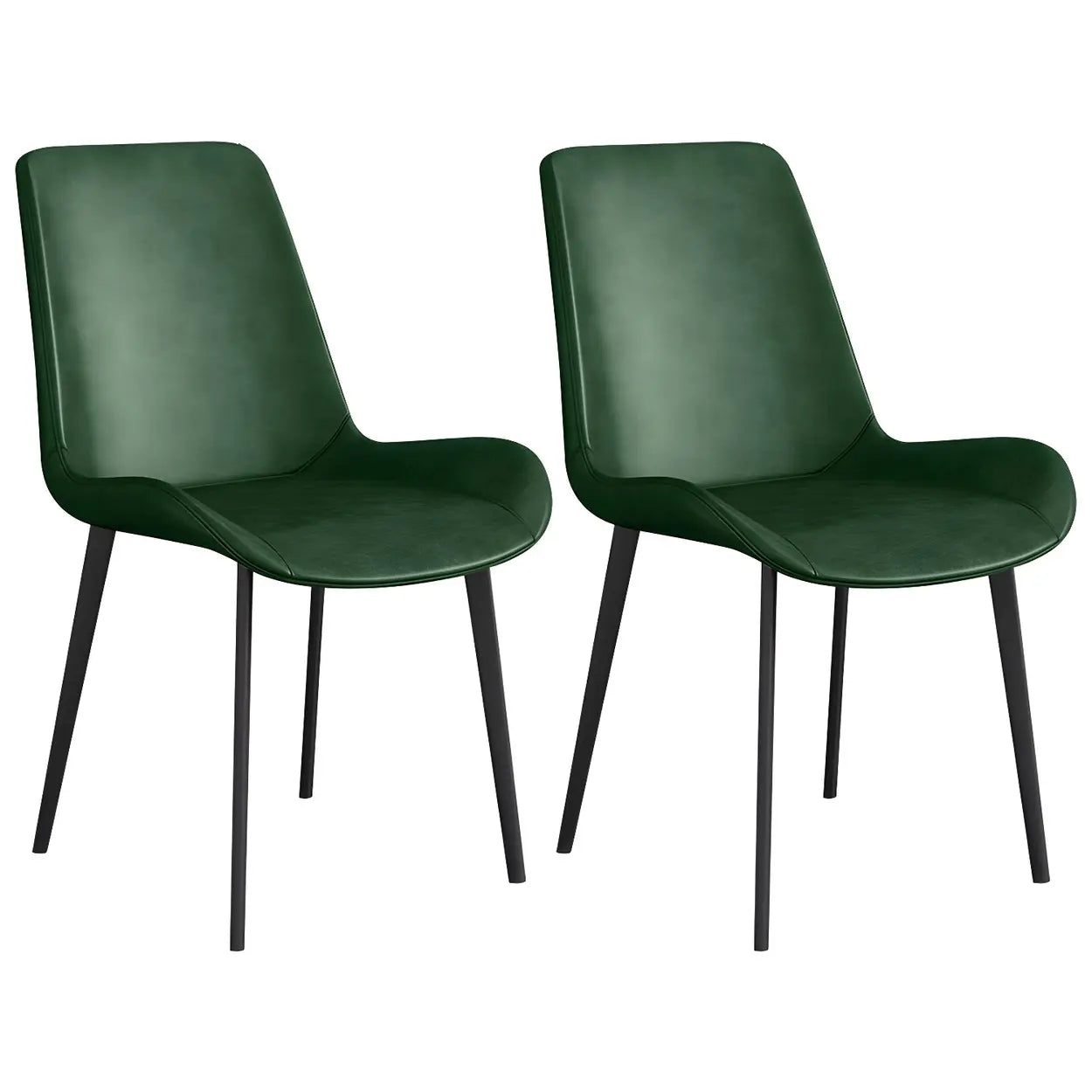 Low Back Leather Side Chair with Metal Legs — Grey / 2 Piece Set / Brass/ Gold