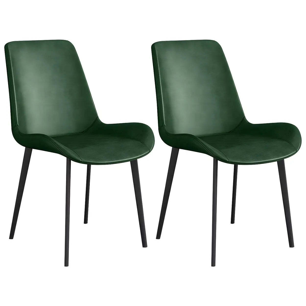 Low Back Leather Side Chair with Metal Legs — Grey / 2 Piece Set / Brass/ Gold