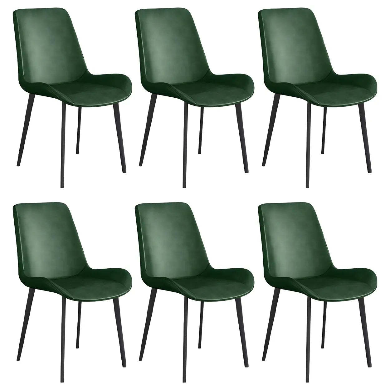 Low Back Leather Side Chair with Metal Legs — Grey / 6 Piece Set / Black