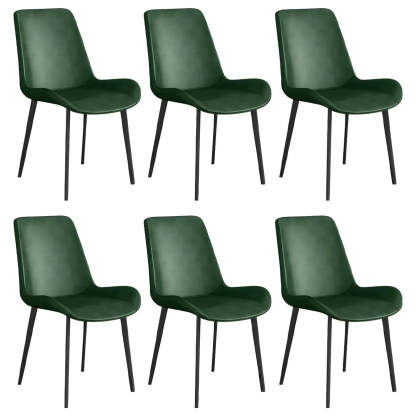 Low Back Leather Side Chair with Metal Legs — Grey / 6 Piece Set / Black