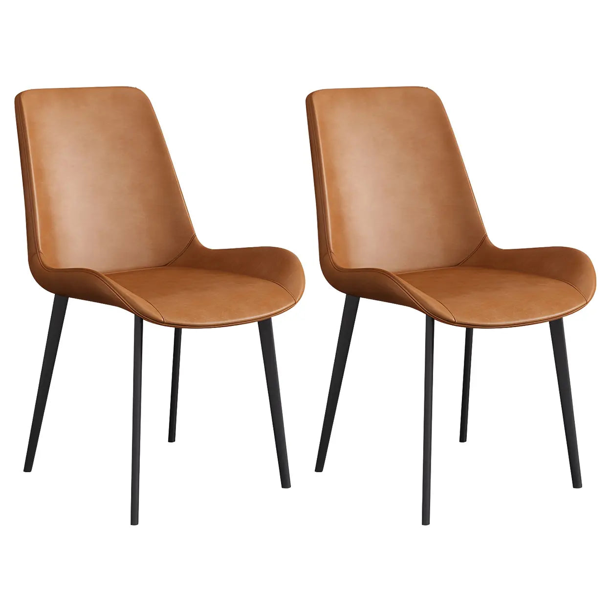 Low Back Leather Side Chair with Metal Legs — Grey / 6 Piece Set / Brass/ Gold