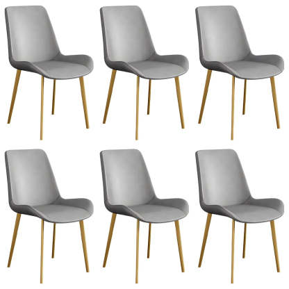 Low Back Leather Side Chair with Metal Legs — Dark Brown / 6 Piece Set / Black