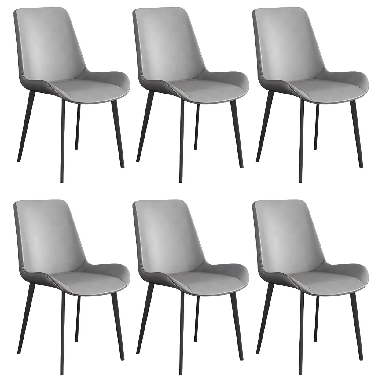 Low Back Leather Side Chair with Metal Legs — Apricot / 6 Piece Set / Brass/ Gold