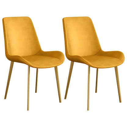 Low Back Leather Side Chair with Metal Legs — Dark Gray / 6 Piece Set / Brass/ Gold