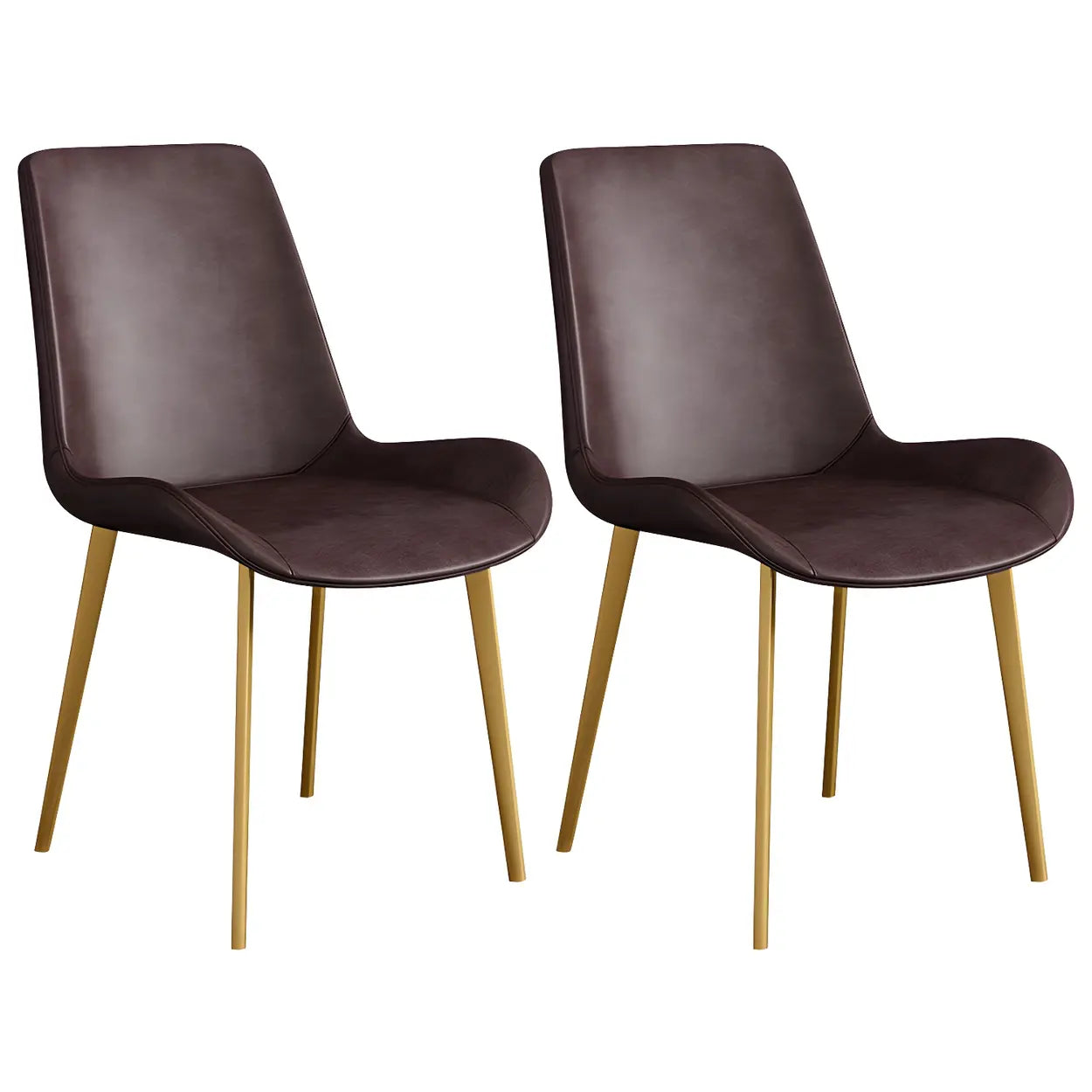 Low Back Leather Side Chair with Metal Legs
