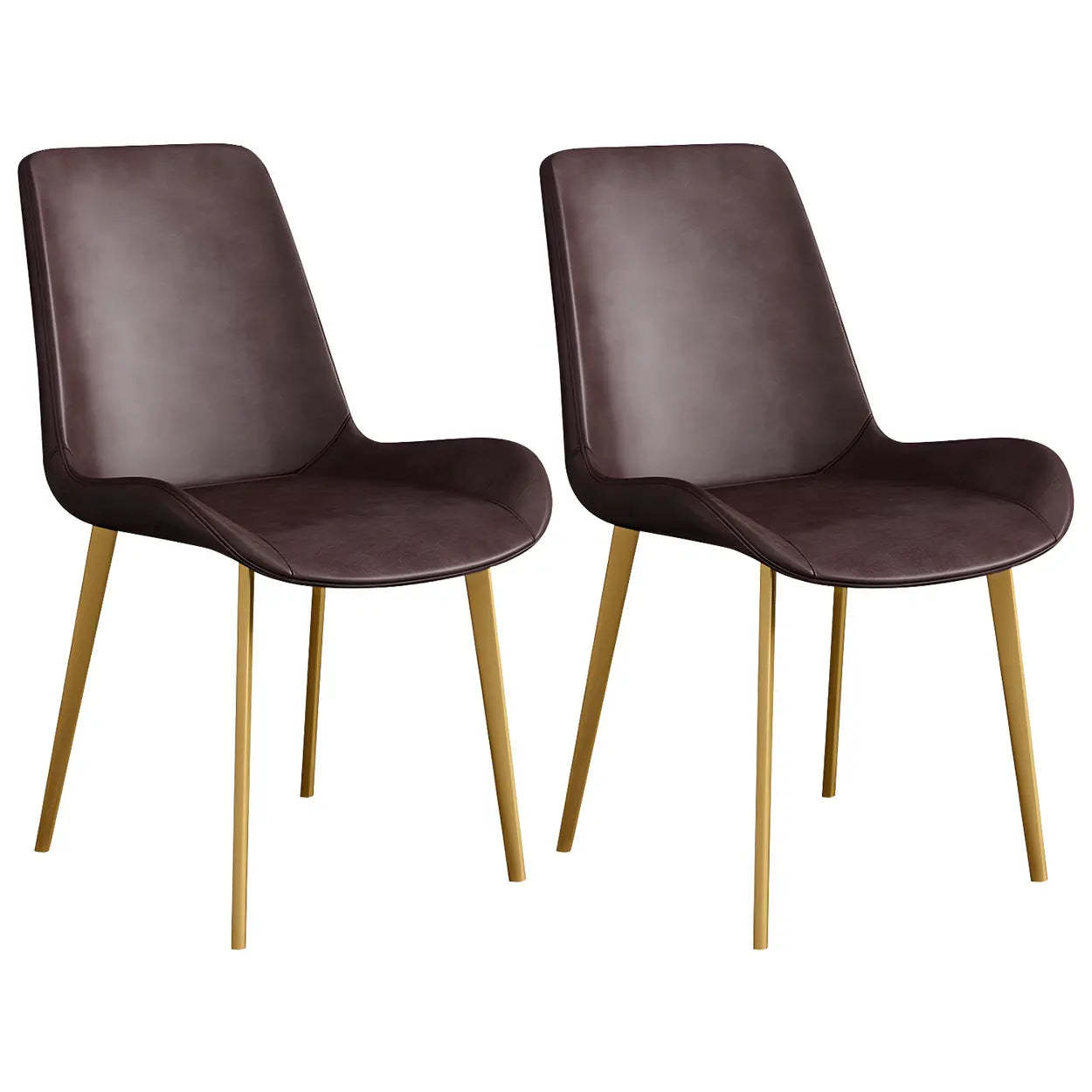Low Back Leather Side Chair with Metal Legs