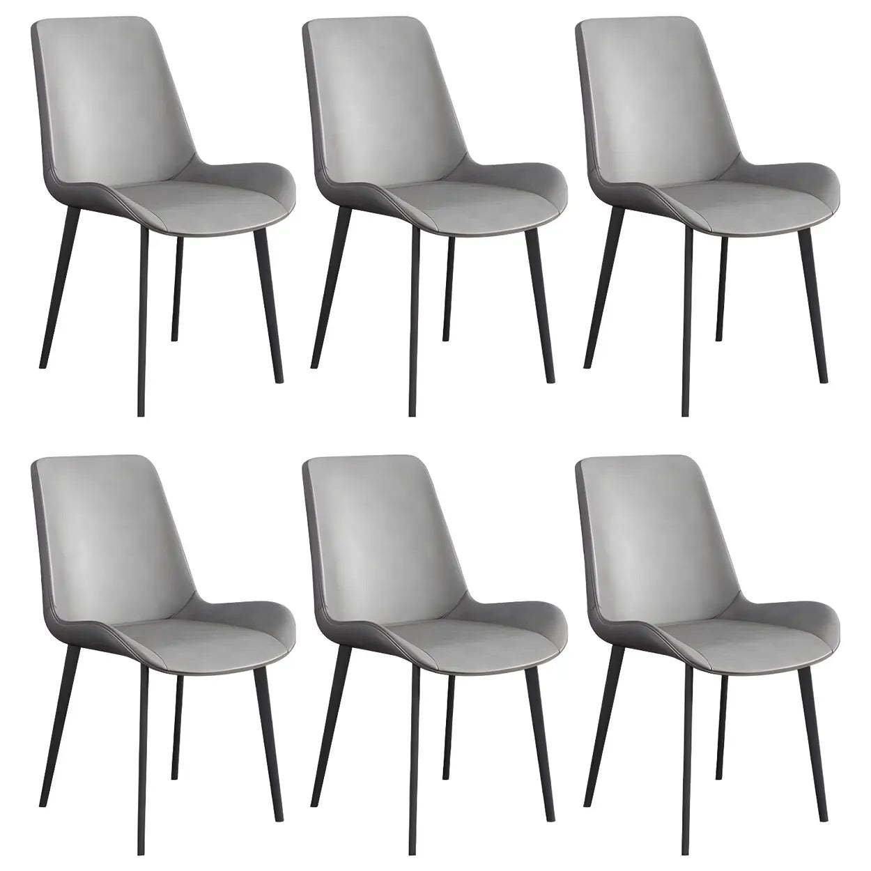 Low Back Leather Side Chair with Metal Legs — Apricot / 6 Piece Set / Brass/ Gold