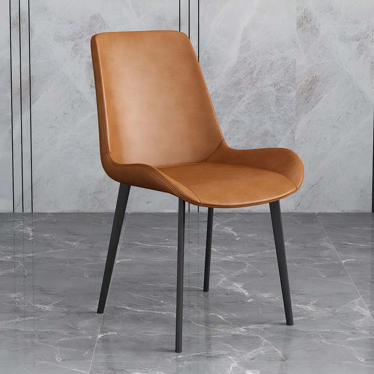 Low Back Leather Side Chair with Metal Legs — Red / 2 Piece Set / Black