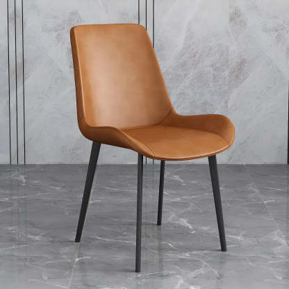 Low Back Leather Side Chair with Metal Legs — Red / 2 Piece Set / Black