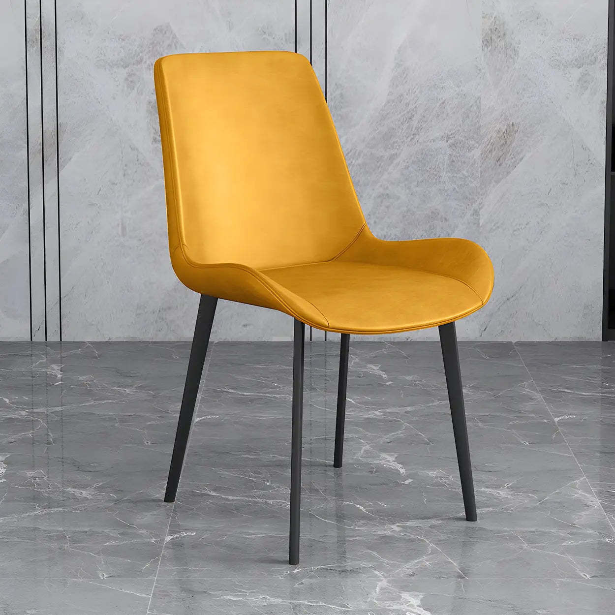 Low Back Leather Side Chair with Metal Legs — Red / 2 Piece Set / Brass/ Gold