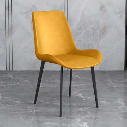 Low Back Leather Side Chair with Metal Legs — Red / 2 Piece Set / Brass/ Gold
