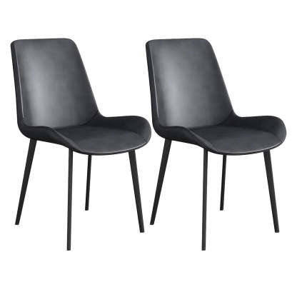 Low Back Leather Side Chair with Metal Legs — Red / 6 Piece Set / Black