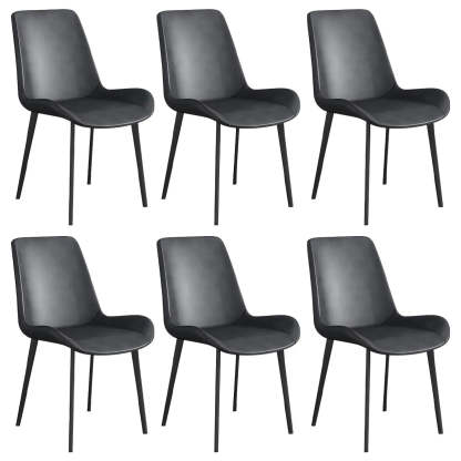 Low Back Leather Side Chair with Metal Legs — Yellow / 2 Piece Set / Black
