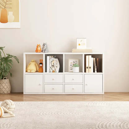 Simple Modular Wood Cube Short Bookcase — Dark Gray