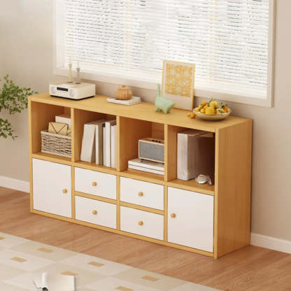 Simple Modular Wood Cube Short Bookcase — Natural