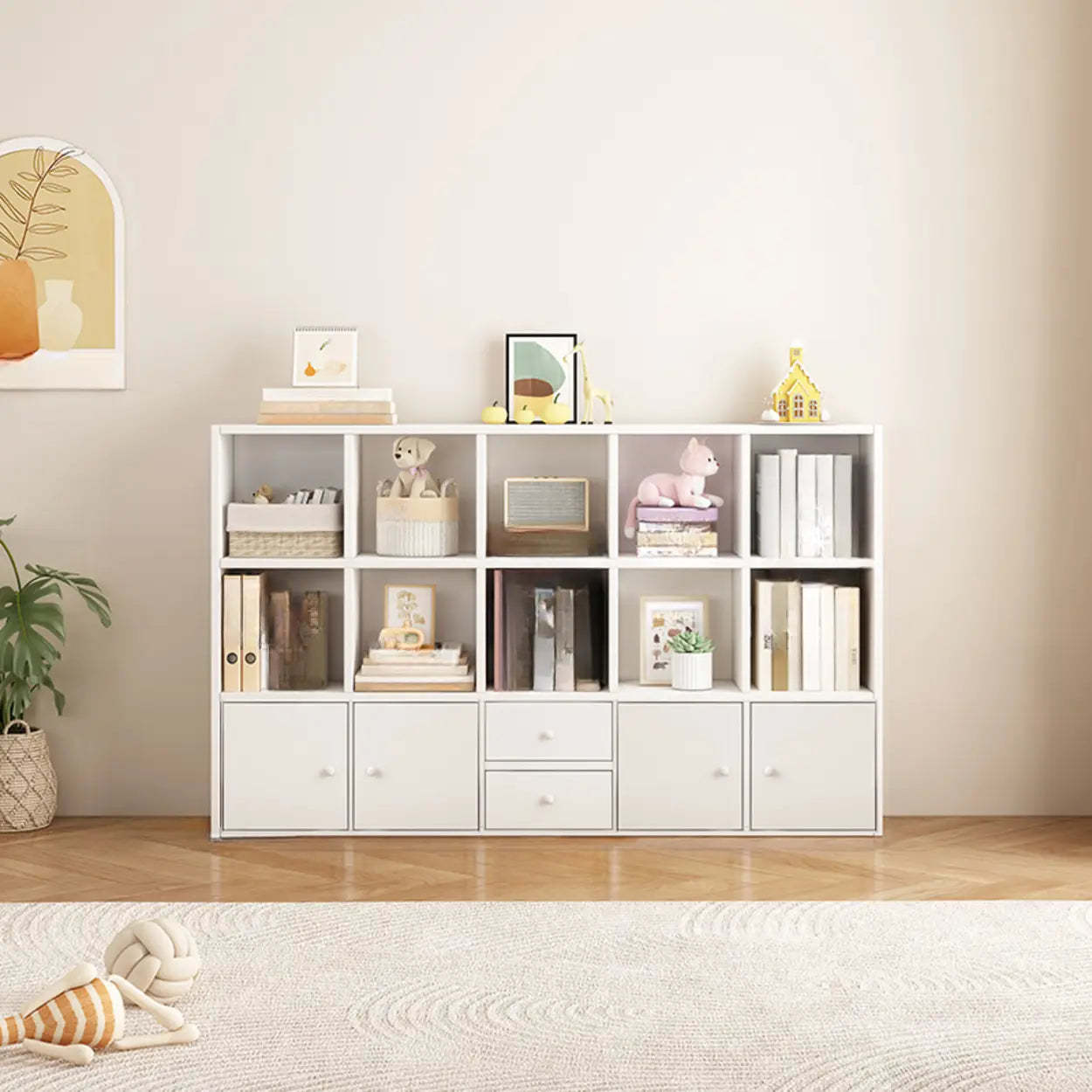 Simple Modular Wood Cube Short Bookcase